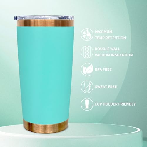 20 oz Tumbler Bulk Stainless Steel Tumblers with Lids and Straws MintGreen - Image 3