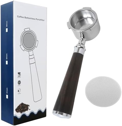 51mm Espresso Bottomless Portafilter 3 Ears with Black Handle Compatible for Gevi 51mm 3 Ears Grouphead, with Puck Screen, Double Shot Filter Basket, Stainless steel by Neuroquill