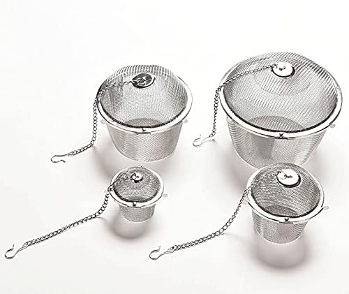 Tea Strainer 4 Sizes Silver Reusable Stainless Mesh Herbal Ball Tea Spice Strainer Teakettle Locking Tea Filter Infuser Spice Tool (Color : Size L) - Image 3