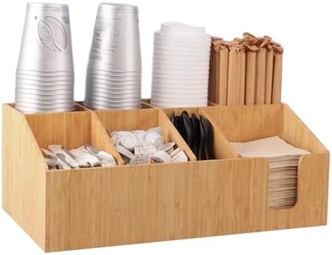 Coffee Station Organizer Pods Holder for Counter, Farmhouse Wood Coffee Bar Accessories and Tea Condiment Basket Storage Organizer Decor,Bamboo 07 by Unknown