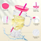 6Pcs 20oz Acrylic Tumbler with Handle, Plastic Cups with Lids and Straw - Image 3