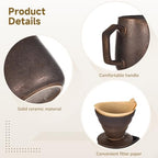 Pour Over Coffee Maker Ceramic Dripper Set, Capacity 620 Ml, Classic Vintage Design, with 100 Filter Papers, Great for Office Or Home - Image 3