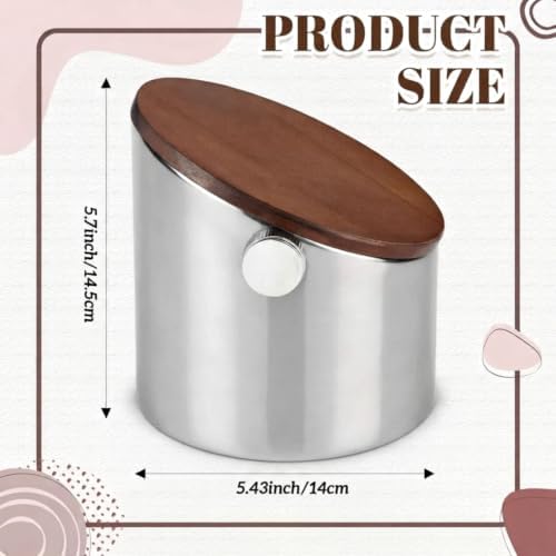 Reallnaive 5.3in Espresso Knock Box with Lid, Stainless Steel, Round - Image 2