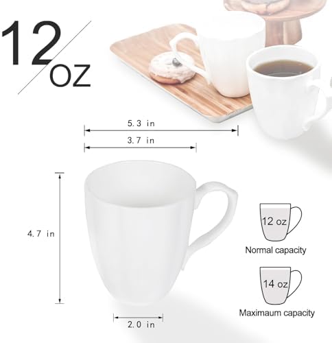 Fine Bone China Coffee Mugs Set of 4, 12 oz, Pumpkin Shaped - Image 3