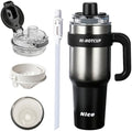 HI-Hotcup-42.58oz Insulated Stainless Steel Travel Mug with Handle, 316/Ceramic Liner Vacuum Tumbler, Leak-Proof Hot Cold Coffee Cup with Straw & Tea Infuser for Car, Outdoor-006 by Unknown