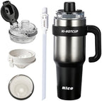 HI-Hotcup-42.58oz Insulated Stainless Steel Travel Mug with Handle, 316/Ceramic Liner Vacuum Tumbler, Leak-Proof Hot Cold Coffee Cup with Straw & Tea Infuser for Car, Outdoor-006 by Unknown
