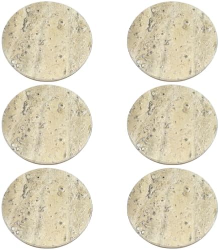 6 Pcs Marble Coasters Set, 3.9 in Round Natural Beige Stone Drink Coasters with Cork Base, 0.5 in Thick Cup Mats for Home, Office, Kitchen, Coffee Table Decor by Unknown