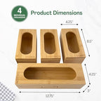 4PCS Bamboo Storage Bag Organizer Set Multi-Use Baggie Organizers for Gallon, Quart, Sandwich, Snack Food Bags, Tea Bag, Silverware, Ideal for Kitchen, Office, Makeup, Bathroom, Utensil, Junk Drawer - Image 2