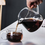 1PCS Hand Brewed Coffee Maker Filter, Borosilicate Glass Coffee Server with 1pcs Filter Cup & 1pcs Bamboo Holder for Brewing Coffee, Milk, Tea, Household Coffee (600ml / 20 OZ) - Image 4