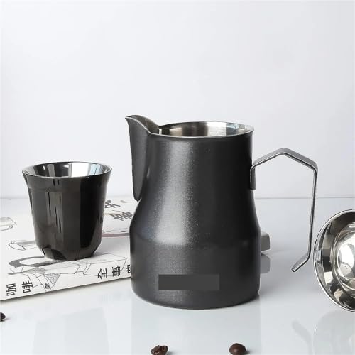Espresso Steaming Pitcher Stainless Steel Coffee Frothing Picther Milk Jug Cappuccino Latte Art Cup(Black-350ml) - Image 4