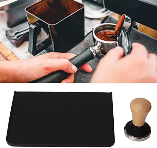 Wood Coffee Tamper Silicone Mat Set with Stainless Steel Base, Premium, for Beginners Baristas, 1 Set (51mm / 2.01in Tamper) - Image 3