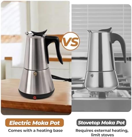 Electric Stainless Steel Moka Pot 6 Cup 300ml Mocha Pot - Image 5