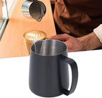 450 ml Milk Frothing Pitcher, Stainless Steel Milk Coffee Frother Cup, Kitchen Milk Frother Steamer Cup for Coffee Enthusiasts (Black) - Image 6