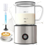 Detachable Milk Frother, 4 in 1 Milk Frother and Steamer, Dishwasher Safe, Glass Frother 16.9oz Warm and Cold Foam Maker, Electric Milk Frother for Coffee, Latte, Hot Chocolate (Brilliant Silver) by Casimhu