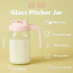 32oz Glass Pitcher with Lid & V-shaped Pour Spout - 1 Quart Double Leak Proof, Creamer Container for Sun Tea, Juice, Cold Brew Coffee, Breastmilk Storage Container - Image 6