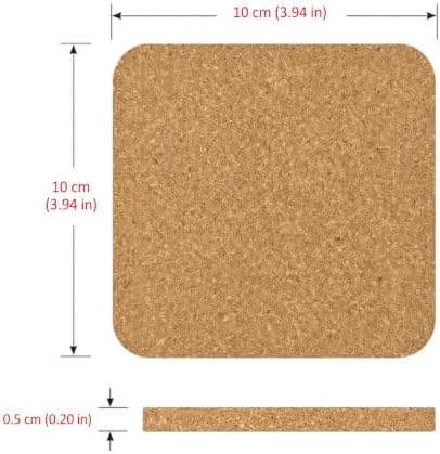 50 Pack Cork Coasters for Drinks - 4" Square Absorbent Drink Coaster Bulk - Image 3