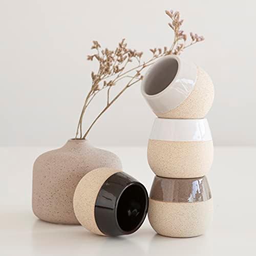 Ceramic Espresso Cups Set of 4, 4.5oz capacity - Small Modern Coffee Cups - Dishwasher Safe Cortado Macchiato Coffee Mugs for Nespresso Machine - Demitasse Cups - Espresso Accessories - Expresso Cup - Image 5