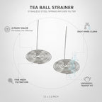 Loose Leaf Tea Filter Replacement, Stainless Steel Spring Infuser for Teapot Inner Slot, Fine Mesh Strainer 1.1 x 2.2 Inch, 2 Pack - Image 5