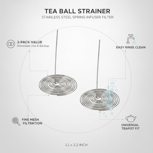 Loose Leaf Tea Filter Replacement, Stainless Steel Spring Infuser for Teapot Inner Slot, Fine Mesh Strainer 1.1 x 2.2 Inch, 2 Pack - Image 5