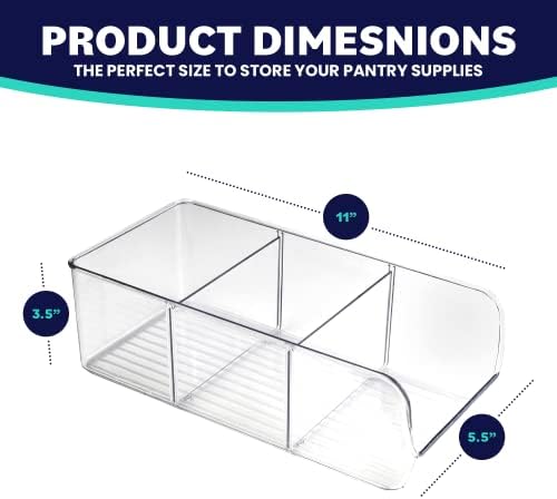 ELTOW 6-Pack Snack Organizer, 3-Compartment Plastic Bins with Removable Dividers, Chip & Food Storage for Pantry, Spices, Fridge, and Cabinet - Image 6