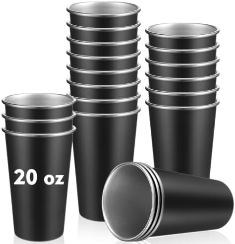 Mimorou 20 Pack 20 oz Stainless Steel Cups Metal Cup, Black by Mimorou