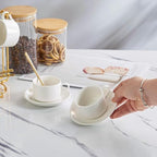 YOLIFE 2.5 OZ Porcelain Espresso Cups Set with Saucers and Foldable Stand - Image 5