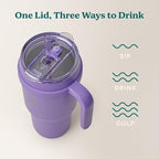 Reduce 40 oz Stainless Steel Tumbler with Handle - Dual-Wall Vacuum Insulated Travel Mug, Sweat-Proof Lid & Reusable Straw - Keeps Drinks Cold for 24 Hrs, Fits Cupholders, Dishwasher Safe-Purple Punch - Image 4
