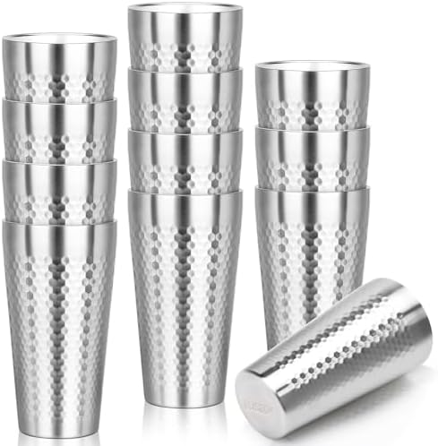 Metal Cup, 19 oz Insulated Tumbler, 12 Pack Double Wall Unbreakable Stackable Water Tumblers Premium Insulated Stainless Steel Cups Drinking Glasses for Home Travel Camping Outdoor by Offiper