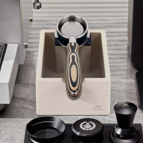 15 Pucks Espresso Knock Box, Silicone Bar, Anti-Slip Base, Beige - Image 6