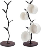 2Pcs Mug Holder Stand, Iron Countertop Mug Tree 5 HooksTree Rack for Counter Cafe Accessories Breakroom Decor & Kitchen Organizer Storage Stand (Black) by INTERWARM
