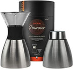 asobu Insulated Pour Over Coffee Maker (32 oz.) Double-Wall Vacuum, Stainless-Steel Filter and Take on the Go Carafe (Silver) by Asobu
