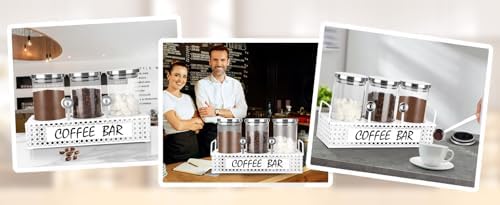 Glass Coffee Containers with Shelf 3x 47oz Coffee Station Organizer Glass Coffee Bean Storage with Spoon Coffee Canister Set Jars for Coffee Bean Ground Nuts - Image 6