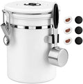 ShanSon Coffee Canister Airtight, Stainless Steel Bean Storage Container with Date Tracker & Scoop, Grounds Sugar Flour Tea Cereal Fits Kitchen Pantry, Ideal Gift for Coffee Lovers,22oz, White by ShanSon