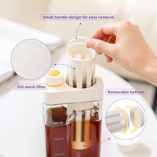 MAVO Cold Brew Coffee Maker, 27oz Iced Coffee Maker and Tea Brewer, Fine Mesh Filter, Leak-Proof Seal, Removable Design for Easy Cleaning, Durable Tritan Material, Space Saving - Home and Camping - Image 4
