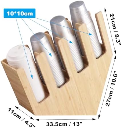 Coffee Station Organizer Pods Holder for Counter, Farmhouse Wood Coffee Bar Accessories and Tea Condiment Basket Storage Organizer Decor,Bamboo 02 - Image 2