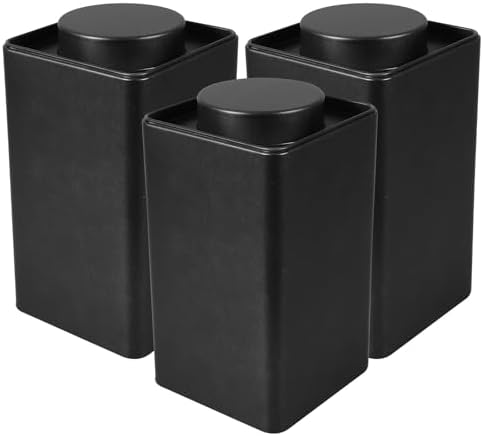 3pcs Square Vintage Tinplate Tea Tin for Loose Leaf Storage by Unknown