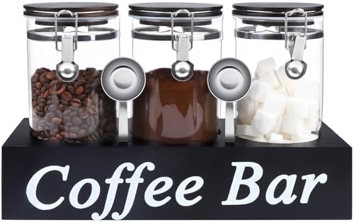 WYTAOHZL 3PCS Glass Coffee Containers with Shelf by WYTAOHZL