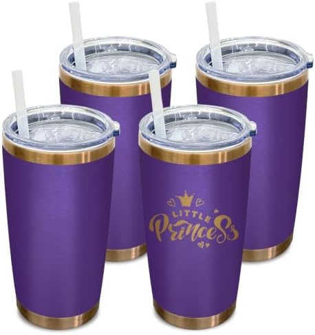 20 oz Tumbler Bulk Stainless Steel Tumblers with Lids and Straws Purple by MetalyaTumblers