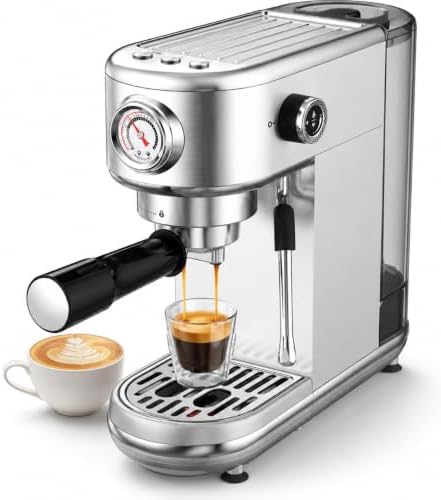 20 Bar Espresso Machine with Milk Frother Stainless Steel Coffee Maker by Unknown