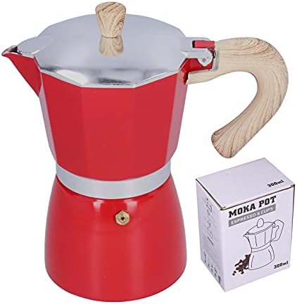 300ML Stovetop Espresso Maker Moka Pot Coffee Maker Coffee Pot Moka Maker Coffee Kettle for Gas Stove Ethanol Stove Electrothermal Furnace Home Kitchen (Red) by Unknown