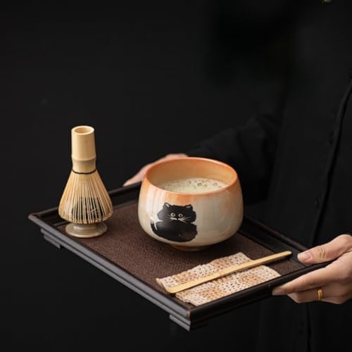Matcha Whisk Set -4 Piece Ceremony Matcha Set with Matcha Whisk,Bamboo Matcha Scoop, Whisk Holder,Ceramic Matcha Bowl,Cat Design Matcha Tea Ceremony fit for Traditional Japanese Tea Ceremony (Cat A) - Image 5