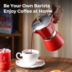 Bincoo Classic Italian Coffee Maker, Moka Pot 6 Cups, Espresso Maker Stovetop Espresso Moka Pot,Single Safety Valve (Red) - Image 4