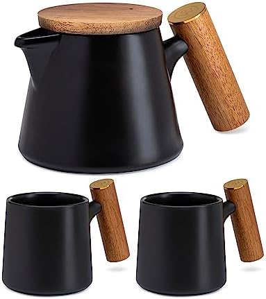 ChefWave Ceramic Tea Pot and Mug Bundle (Matte Black) by chefwave
