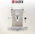 HADEN Barista Brew Espresso Coffee Machine, Stainless Steel Espresso Maker with Milk Frother and Steamer Function and 1.5L Water Tank, Putty & Copper - Image 4