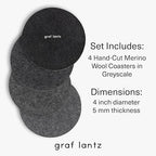 Graf Lantz - Bierfilzl Merino Wool Round Coasters Set of 4 - Greyscale (4" Circles) - Absorbs 30% of Weight - German Wool - Heat Resistant, Sustainable, & Reusable - Home Decor & Coffee Table Decor - Image 4