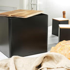 Salter BW12899EU7 Toronto Bread Bin – Acacia Wooden Lid, Powder Coated Finish, Easy Clean, Store Bread, Bagels, Pastries, Large Bread Bin Storage Container, Holds 2 Loaves of Bread, Black/Wooden - Image 2