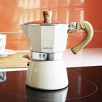 Gnali & Zani Venezia Espresso Maker, Red, for 6 Cups, All Types of Cookers Including Induction, Aluminium Espresso Maker, Handles Made of Soft Touch Plastic in Wood Look, Camping Coffee Maker - Image 3