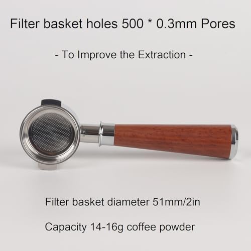 Bottomless Portafilter 51mm 2 Ears for Delonghi Stilosa EC260 Wooden Handle - Image 3