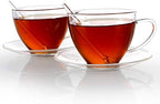 Teabloom Royal Teacup and Saucer Set 2-Pack – 12 OZ/ 350 ML Capacity – Glass Mug Set – Premium Borosilicate Glass – Durable and Heat Resistant - Image 4