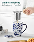 vancasso SELENE Porcelain Tea Mug, 18 oz Porcelain Tea Cup with Infuser and Lid Steeps Loose Leaf Tea, Microwave & Dishwasher Safe, Blossom Cluster - Image 7